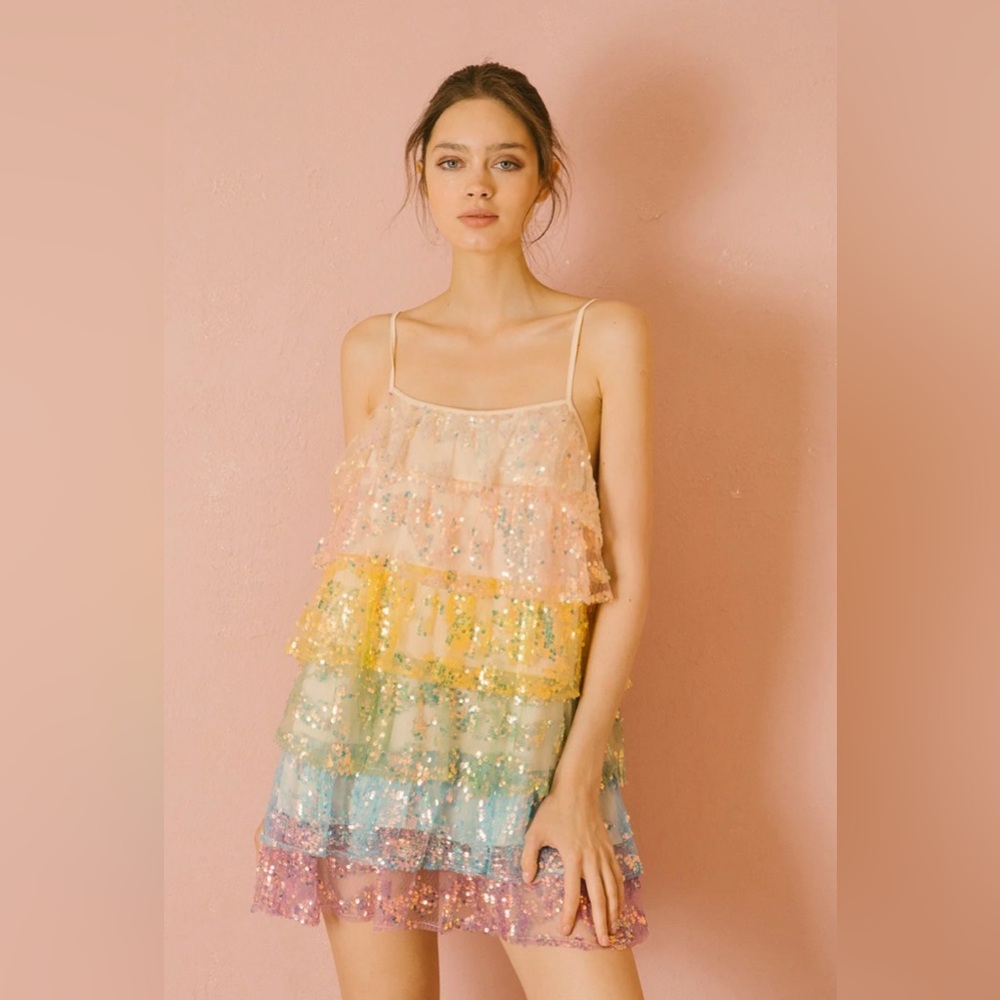 Storia Sequin Dress NWT Rainbow
